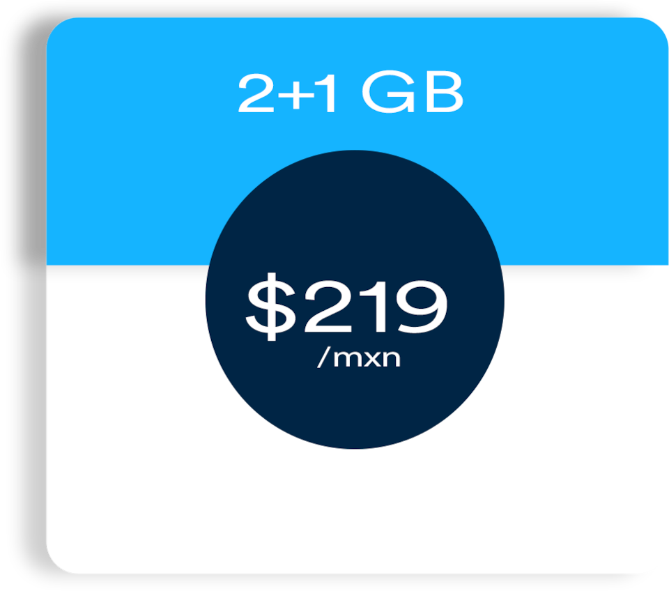 2 + 1 GB por $219/MXN mensual